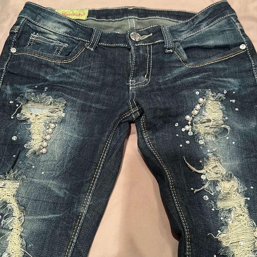 Dark blue stretch denim